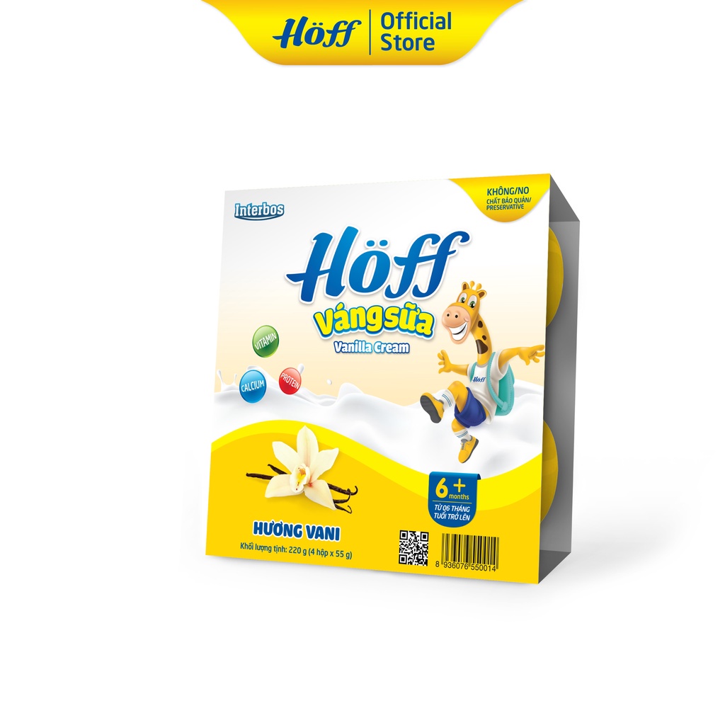 VÁNG SỮA HOFF VỊ VANI, ÓC CHÓ, SỮA NON, HẠT DẺ (Lốc 4 hộp x 55g)