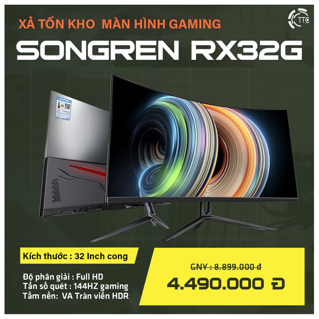 Màn hình Gaming 32Inch cong - Full Viền 144Hz - Mới SONGREN - BH 2 năm