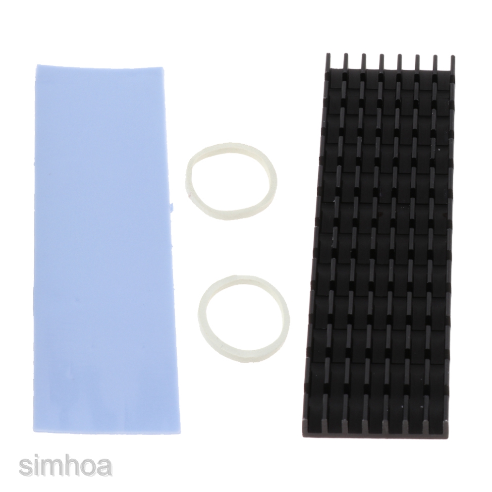 Lược nhôm tản nhiệt màu đen kèm miếng đệm nhiệt silicon dành cho ổ cứng thể rắn SSD M.2 2280