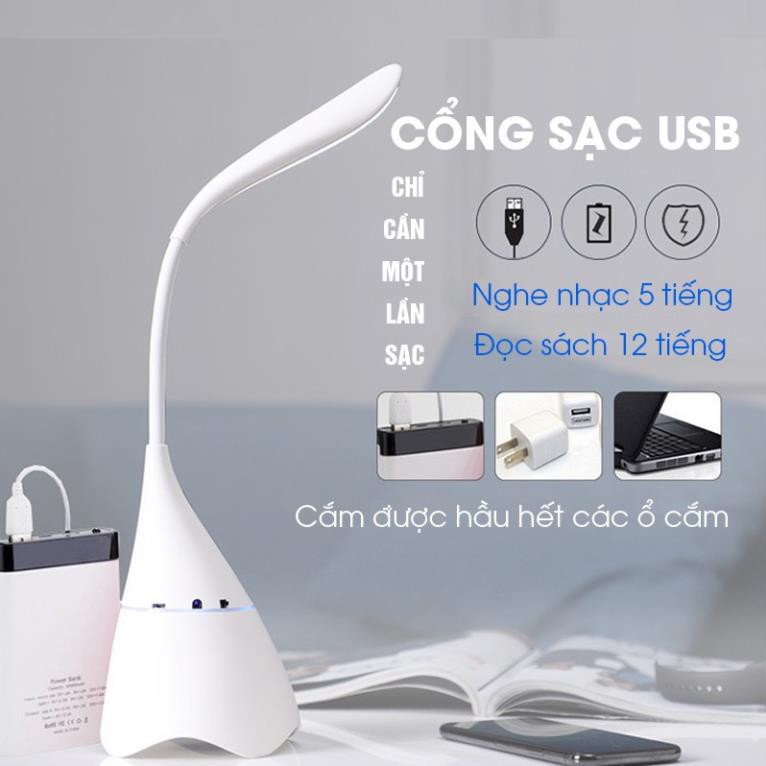 Đèn Bàn Học công nghệ LED F1 chống mỏi măt tích hợp Loa Kết Nối Bluetooth - Dây sạc USB tiết kiệm điện, sang trọng !