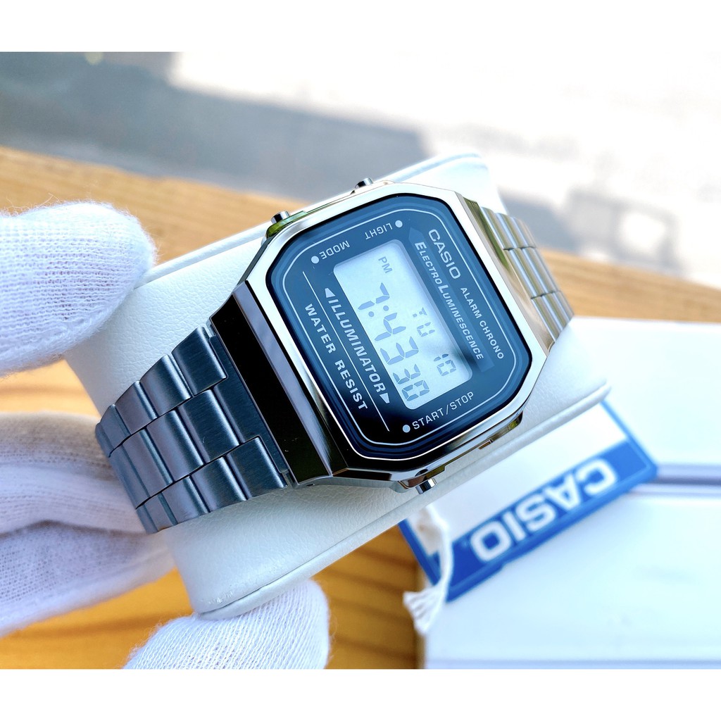 Đồng hồ Casio Nam A168WGG-1ADF thiết kế mặt vuông cổ điển