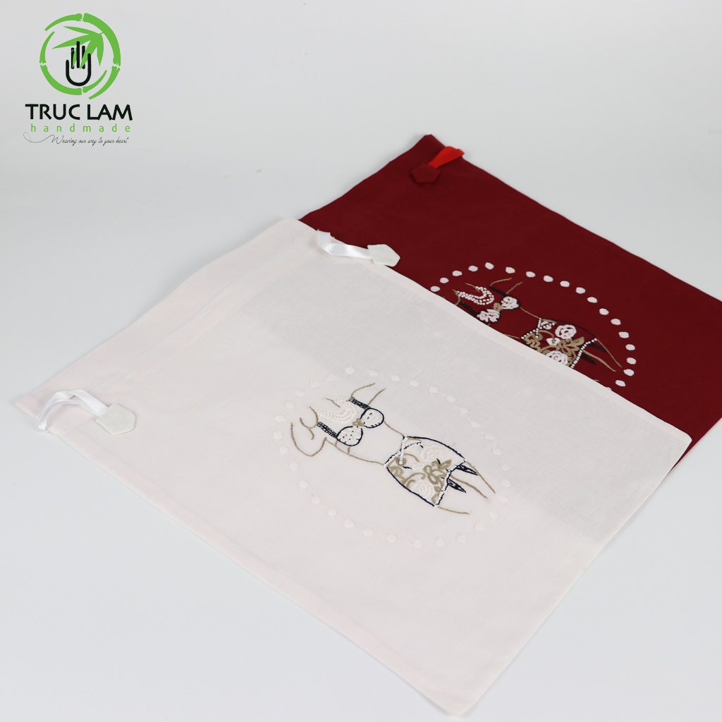 Túi Dây Rút Thời Trang Thêu Tay Họa Tiết Cô Gái Bikini Siêu Nhẹ - Trúc Lâm Handmade