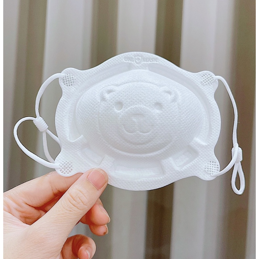 Khẩu Trang Gấu Sơ Sinh Uni Mask Cho Bé Nhỏ Set 3 Cái cho bé từ 1-3 tuổi, lọc bụi kháng khuẩn cho bé 8-12kg