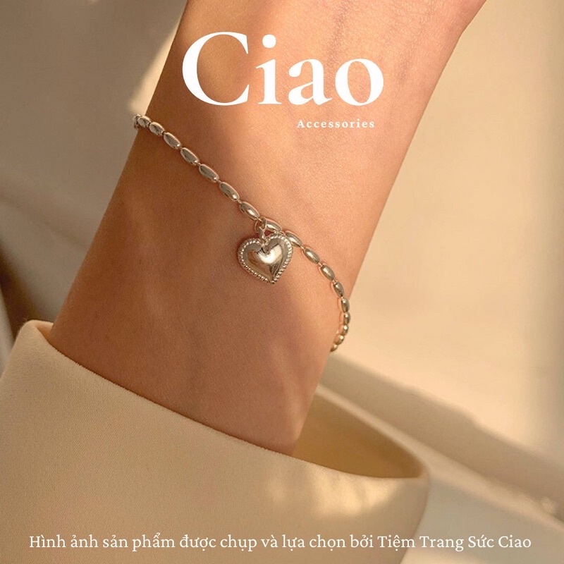 Vòng tay/ Lắc tay mạ bạc S925 thiết kế hình tim bạc phong cách Doris Ciao