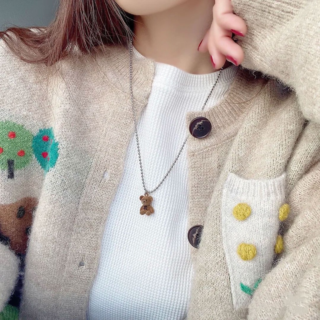 Vòng cổ Mặt Gấu Teddy Dễ Thương Phong Cách Hàn Quốc Cho Nữ