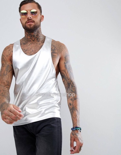 Tanktop vải da mỏng màu trắng bạc , mềm và có độ rũ