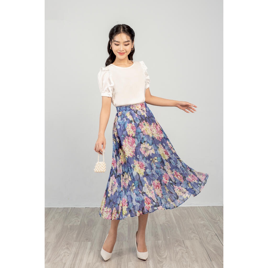 Áo sơ mi cổ tròn, tay bèo bo chun MMOutfit M-AO071221261