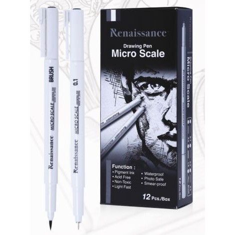 Bút Lông Kim Renaissance Design Microscle Drawing Mực Đen