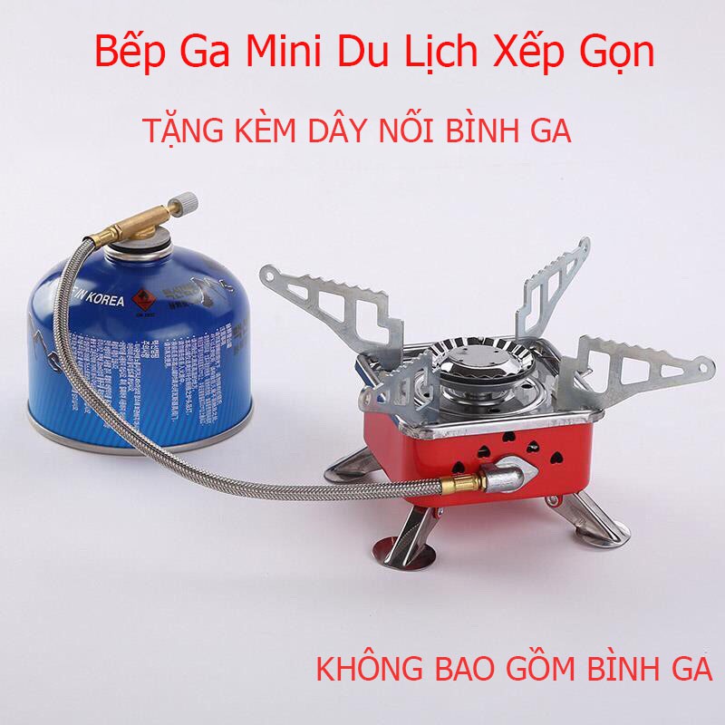 Bếp gas mini du lịch siêu nhỏ gọn có dây nối bình gas an toàn - Bếp gas du lịch dã ngoại có thể gấp gọn tiện lợi