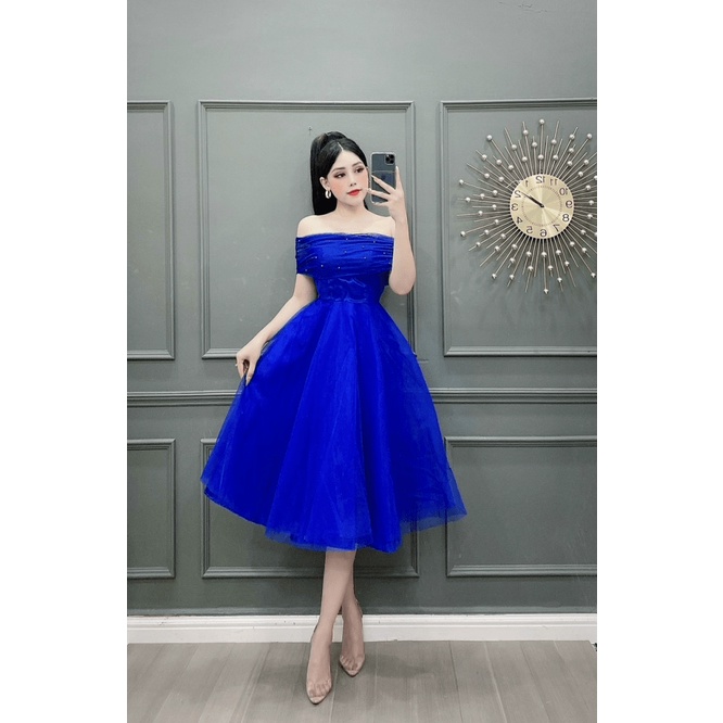 (FREE SHIP) ĐẦM XÒE LƯỚI DỰ TIỆC SANG CHẢNH HÀNG THIẾT KẾ KHOE VAI TRẦN SEXY PU VALENTINNA