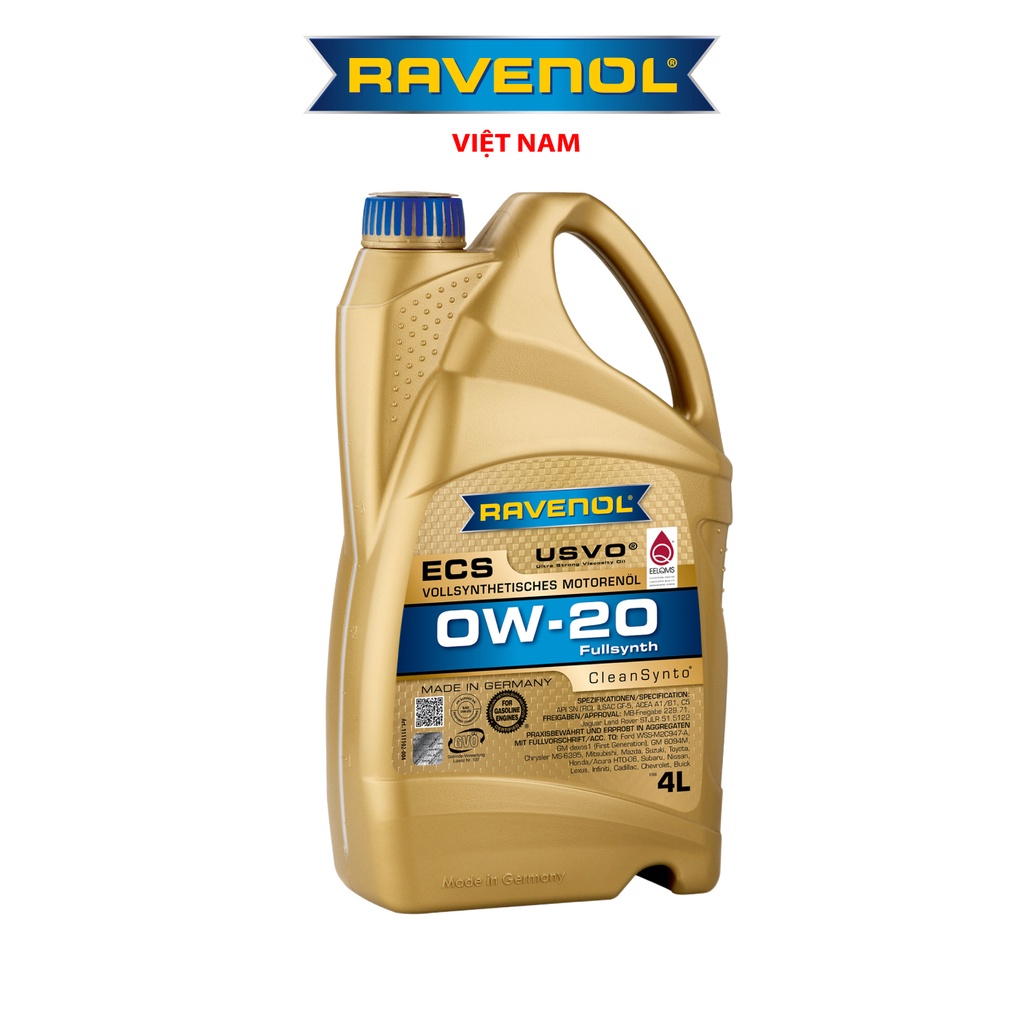 Nhớt ô tô tổng hợp cho động cơ xăng và diesel Ravenol Eco Synth ECS 0W-20 (4L)