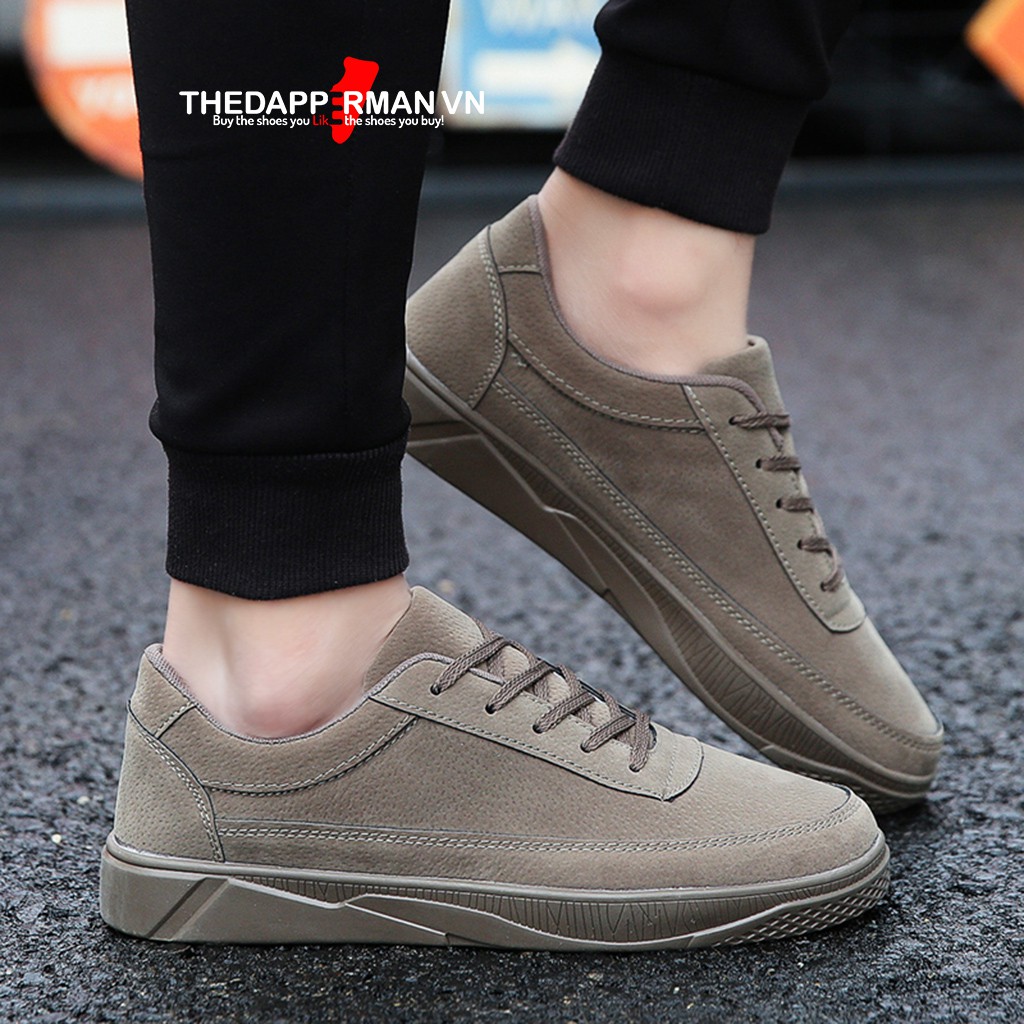 Giày thể thao sneaker nam THEDAPPERMAN TDM1101 chất liệu da lộn, đế cao su nhiệt dẻo, siêu êm phù hợp chạy bộ, màu nâu