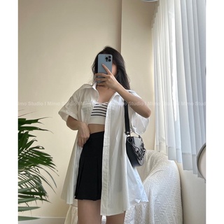 Sơ mi trắng ngắn tay form oversize