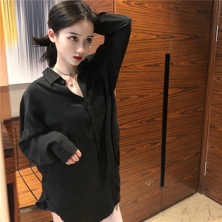 Áo sơ mi trắng nữ form rộng màu trắng/đen công sở, đi học.  Áo sơ mi nữ kiểu thời trang cao cấp YUKIBLOOM