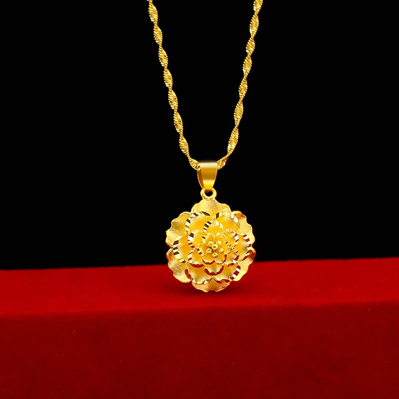 Dây Chuyền Mặt Hoa Hồng, Dây Chuyền Mạ Vàng 18K Cao Cấp, Vòng Cổ Phong Thủy