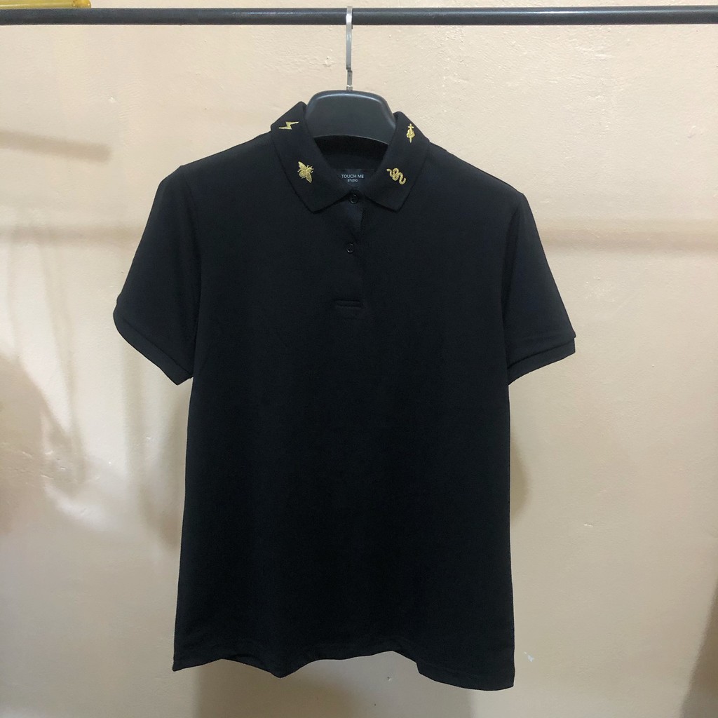 Áo Polo nam TouchMe thêu cổ họa tiết Bee & Snake Smaill chất polo thoáng mát,màu đen cao cấp  | Sản phẩm mới 2021