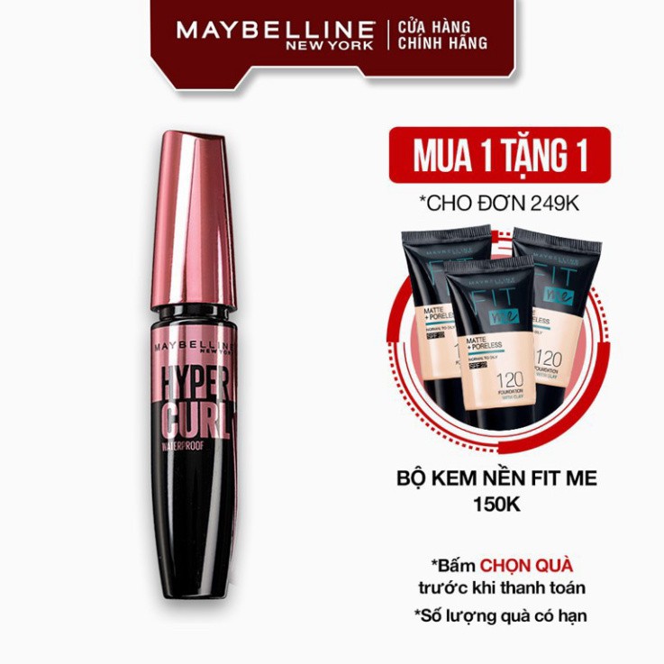 [nk034]  Mascara Dài Mi và Cong Mi Maybelline New York Hyper Curl Waterproof Chuốt Mi Đen 9.2ml