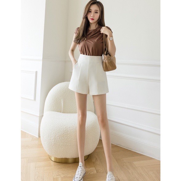 Quần short nữ cạp cao , short lưng cao ống rộng lưng cao quần đùi nữ mặc nhà hàng đẹp, vải tuyết mưa Hàn - AAG99