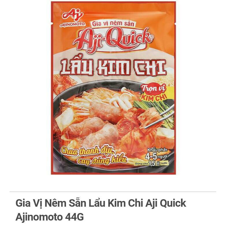 Combo 3 gói Gia Vị Nêm Sẵn Lẩu Kim Chi Aji Quick Ajinomoto Gói 44G