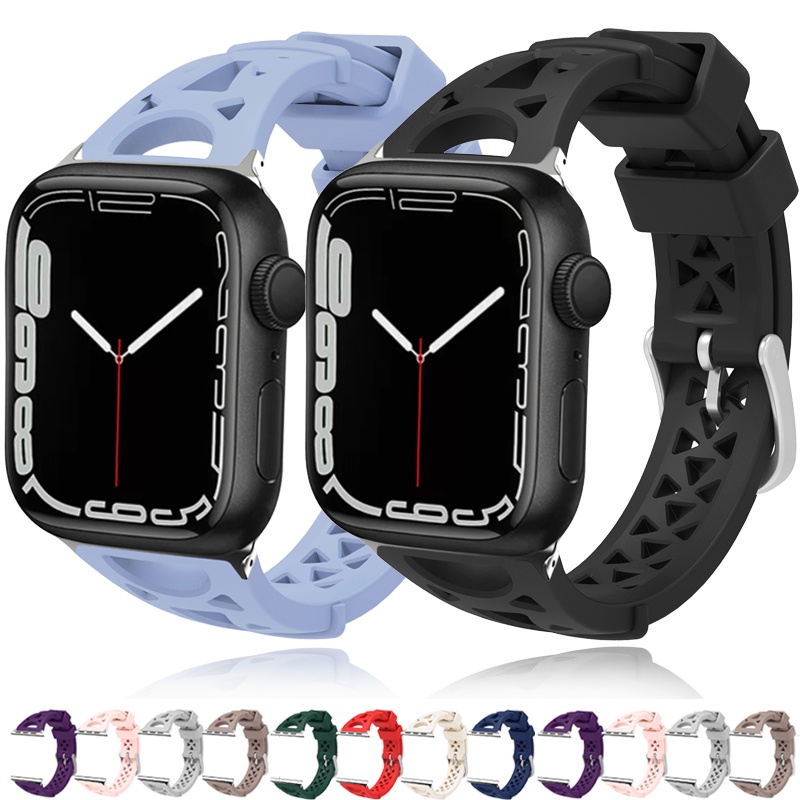 Dây Đeo Silicone Cho Đồng Hồ Thông Minh Apple Watch 38mm 40mm 41mm 42mm 44 mm 45mm iWatch 8 7 6 se 5 4 3 2 1