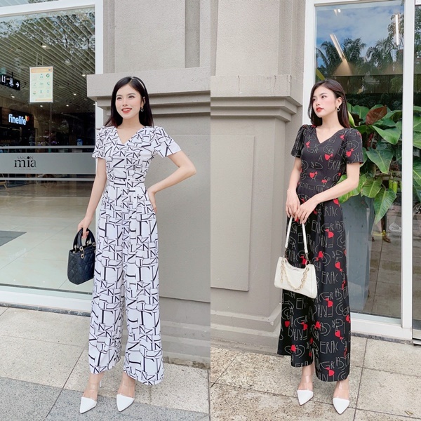 HÀNG TK - JUMPSUIT LỤA SUÔNG DÀI IN HOẠ TIẾT CAO CẤP - MH497
