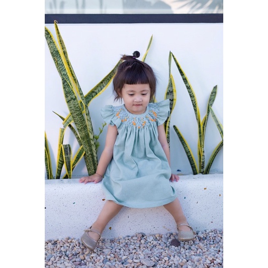 ĐẦM SMOCK ĐÔI MẸ VÀ BÉ XANH NGỌC