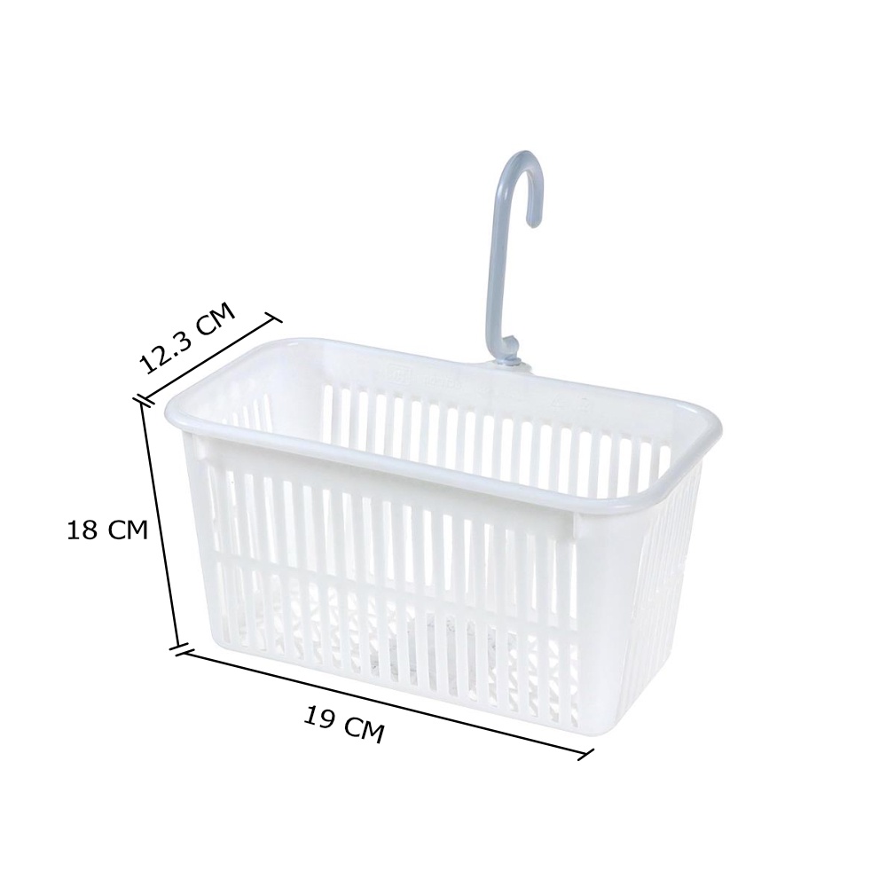 HomeBase JCJ Rổ nhựa có móc Thái Lan W19xD12.3xH18cm màu trắng