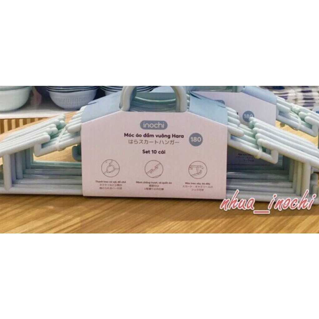 Sét 10 chiếc Móc áo 186, Quần cỡ lớn. Nhựa Cao cấp INOCHI