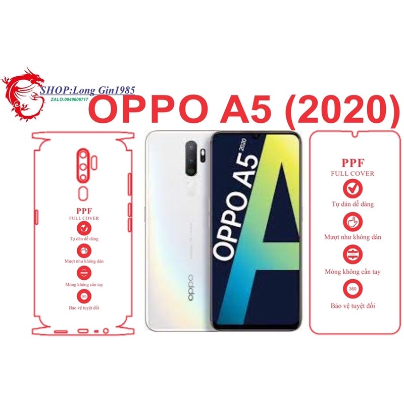 Oppo A5 2020 miếng dán Ppf mặt sau và mặt trước chống va đập chống trầy xước