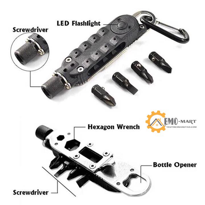 💥 Móc khóa dụng cụ đa năng Get-A-Way Driver 9094 💥 Thép chống rỉ cao cấp - có đèn Led chiếu sáng