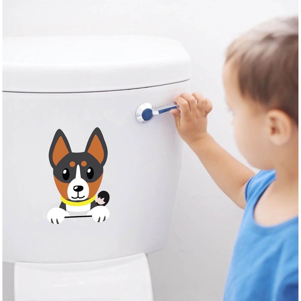 Decal dán nắp bồn cầu toilet họa tiết hoạt hình