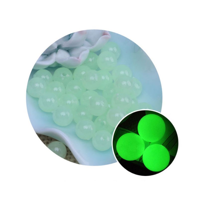 combo 55 hạt dạ quang phát sáng trong đêm màu xanh 8li, dùng để xõ chuỗi đeo tay