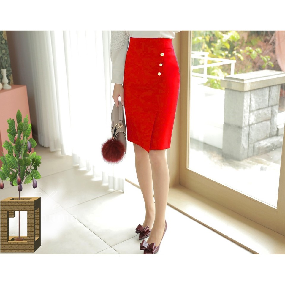 Chân váy bút chì 👗hàng thiết kế 💄 váy nữ xẻ trước chất liệu vải nhập co giản tốt MS22😘 | BigBuy360 - bigbuy360.vn