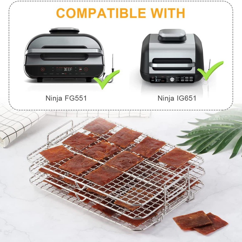 Giá Đỡ Đồ Chiên / Nướng Không Khí Hình Vuông 3 Tầng Bằng Thép Không Gỉ