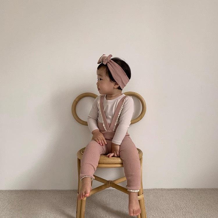 Set Quần Yếm Nơ Ren Cho Bé Gái Phong Cách Hàn Quốc - MICHI BABY CLOSET