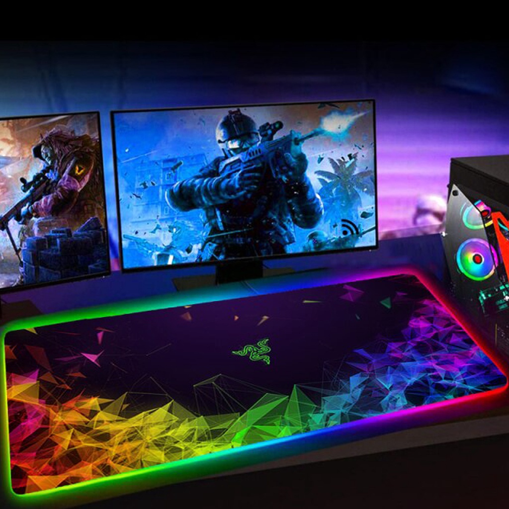 Lót chuột gaming LED RGB cỡ lớn - Bàn di chuột, pad chuột gaming LED RGB dày 4mm in siêu nét, siêu bền