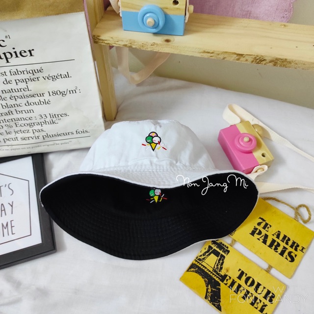 Nón Bucket 2 Mặt Que Kem