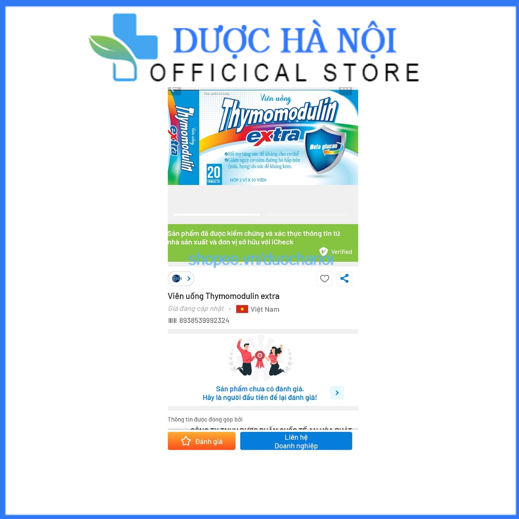 Viên uống Thymomodulin Extra giúp tăng sức đề kháng cho cơ thể, giảm nguy cơ viêm đường hô hấp – hộp 20 viên