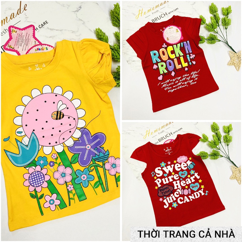 Áo thun bé gái tay ngắn tay phối ren - AG01