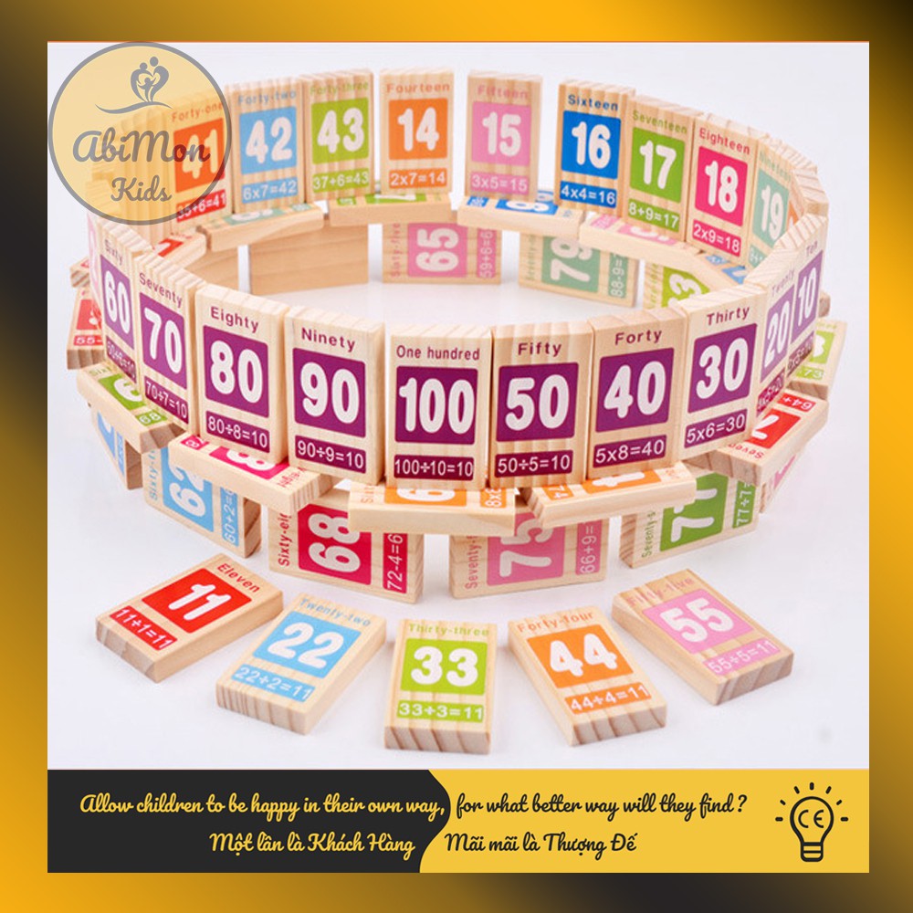 Domino Gỗ Số Đếm (100 miếng) ☘️ Montessori cao cấp ✨ (Đồ chơi Gỗ - Đồ chơi Giáo Dục - An toàn - Thông minh)