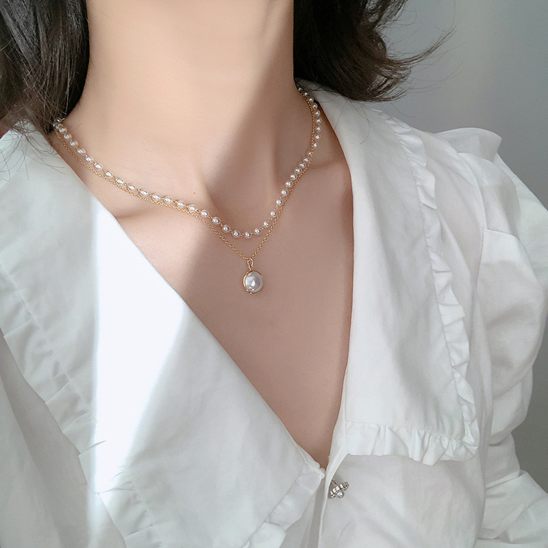 Vòng choker phối ngọc trai thiết kế nhiều lớp sang trọng thời trang cho nữ