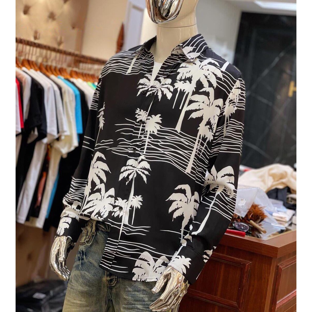 áo sơ mi nam nữ họa tiết cây dừa, cao cấp,from rộng, chất lụa loại 1 | BigBuy360 - bigbuy360.vn