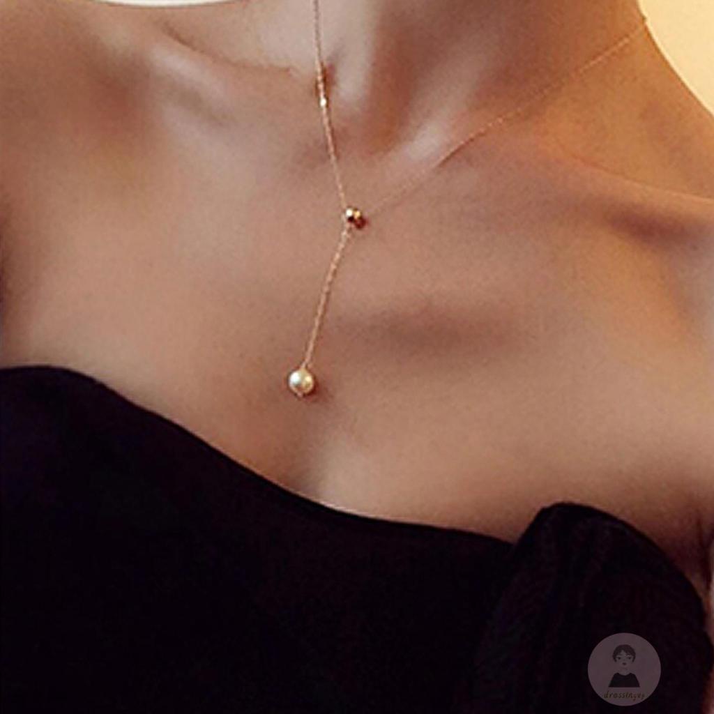 Vòng cổ Ren Chữ Y Đính Ngọc Trai Nhân Tạo Thời Trang Dành Cho Nữ