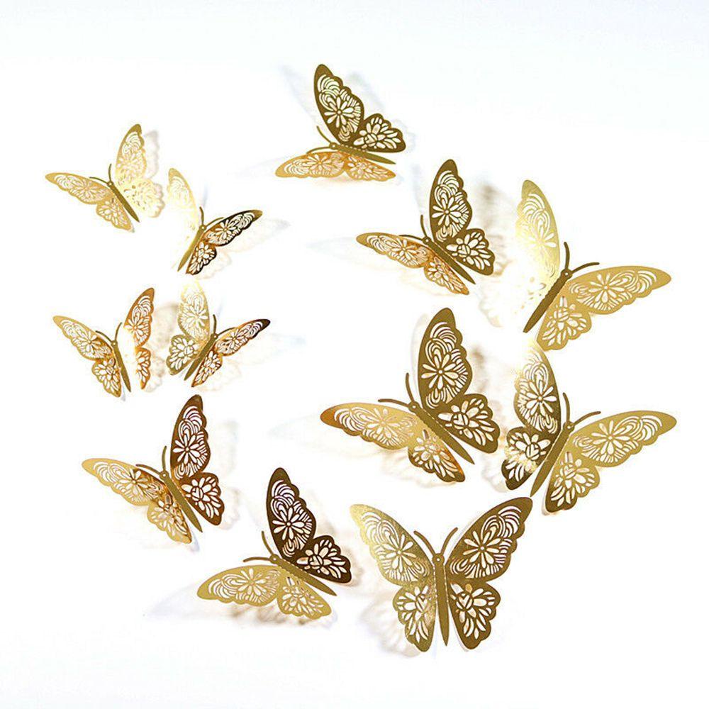 DORAW Set 12 Sticker Dán Tường Hình Con Bướm 3D