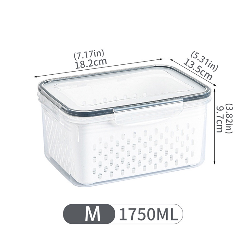 Hộp Đựng Rau Củ Quả/Trái Cây 3 Trong 1 Cỡ Lớn Có Nắp &amp; Lỗ Thoát Nước Cho Tủ Lạnh