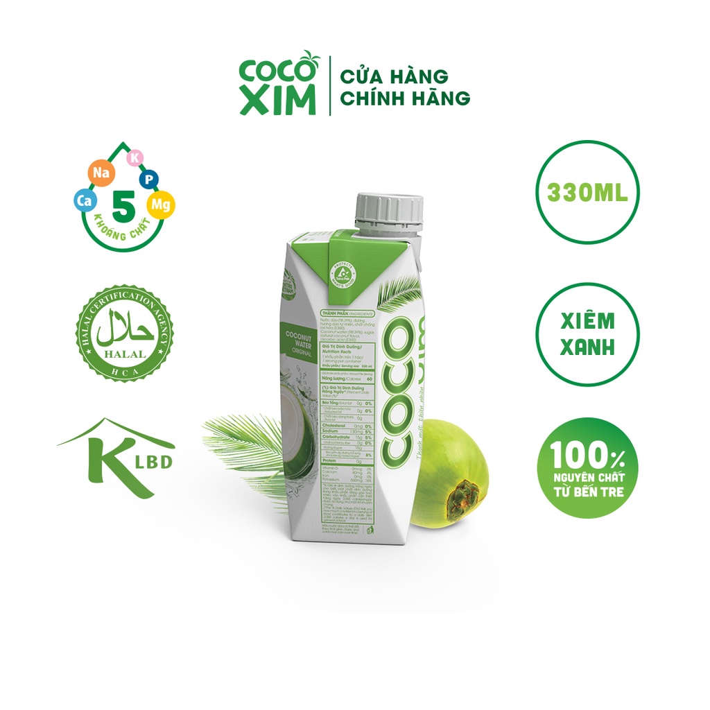 Nước Dừa COCOXIM Combo 7 ngày vui khỏe - 3hộp Dừa Xiêm Tắc + 4hộp Dừa Xiêm Xanh 330ml/hộp