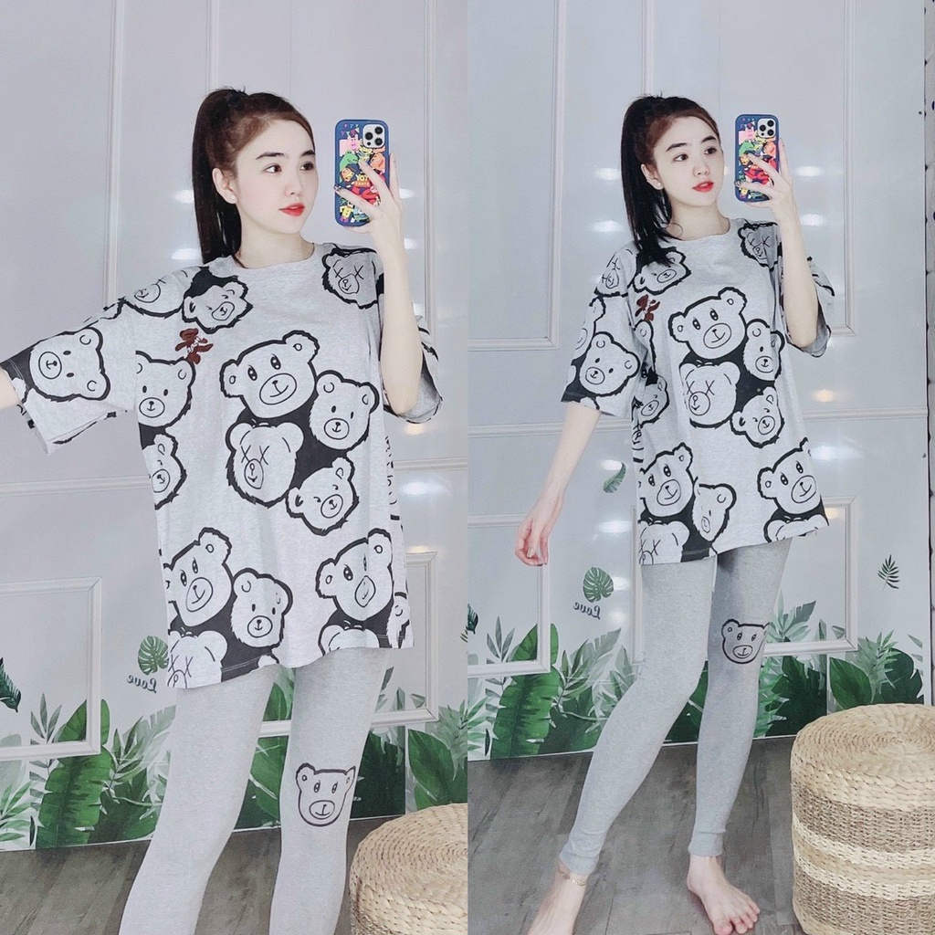 Đồ bộ nữ đồ bộ mặc nhà bigsize dễ thương set bộ nữ TRUMSI QD08 DÀI GẤU TOÀN THÂN