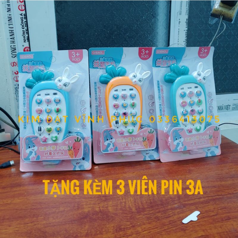 Đồ chơi điện thoại cà rốt cho bé . Tặng kèm pin có nhạc và đèn