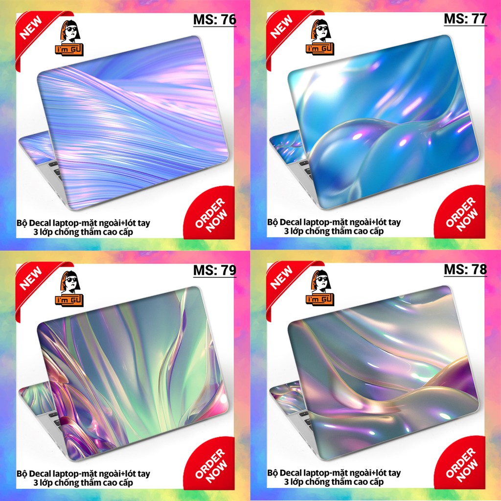 BỘ DECAL DÁN BẢO VỆ TRANG TRÍ LAPTOP Decal cao cấp 3 lớp chống thấm TẤT CẢ CÁC DÒNG MÁY MACBOOK/ACER/HP/DELL