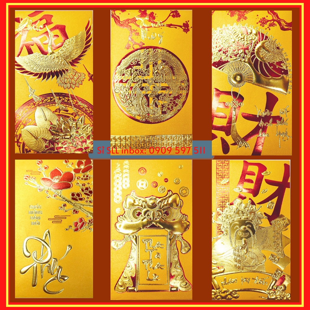 Lì Xì Tết Chữ Nổi 3D, Bao Lì Xì Vàng Truyền Thống Tết 2024 Sang Trọng PUKAPI